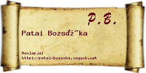 Patai Bozsóka névjegykártya